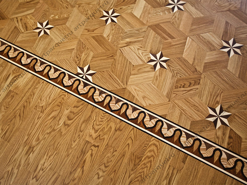 Artistic wood flooring with border